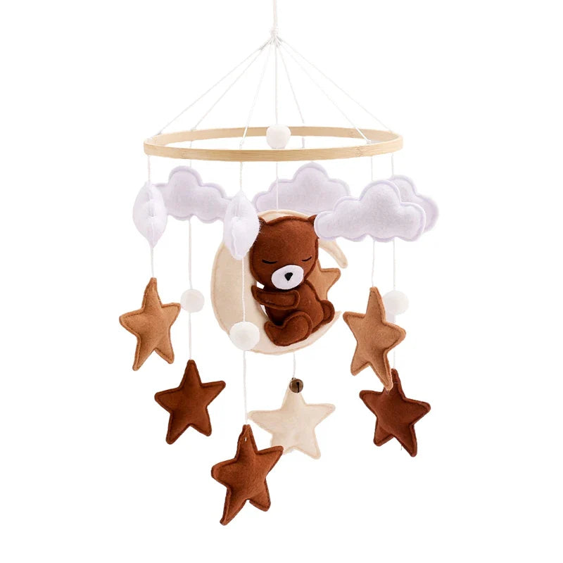 Baby Crib Mobile Wooden Musical Newborn Sensory Toys Brown Bear-01 - Tophatter Daily Deals