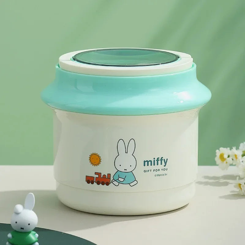 Miffy Round Double Stainless Steel Insulated Lunch Box 900ml Turquoise Animals - Tophatter Daily Deals
