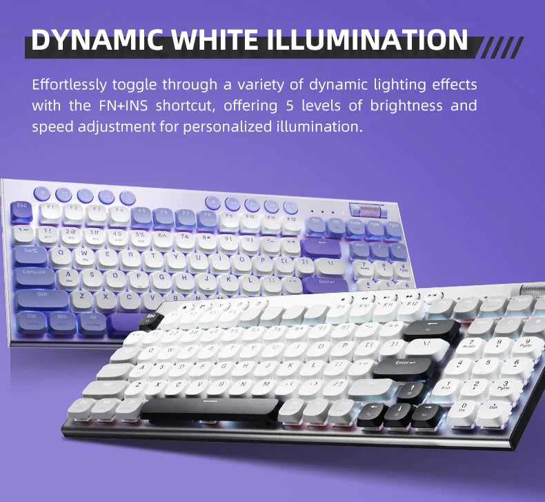 Wireless Low Profile Mechanical Keyboard 98 Keys PBT - Tophatter Daily Deals