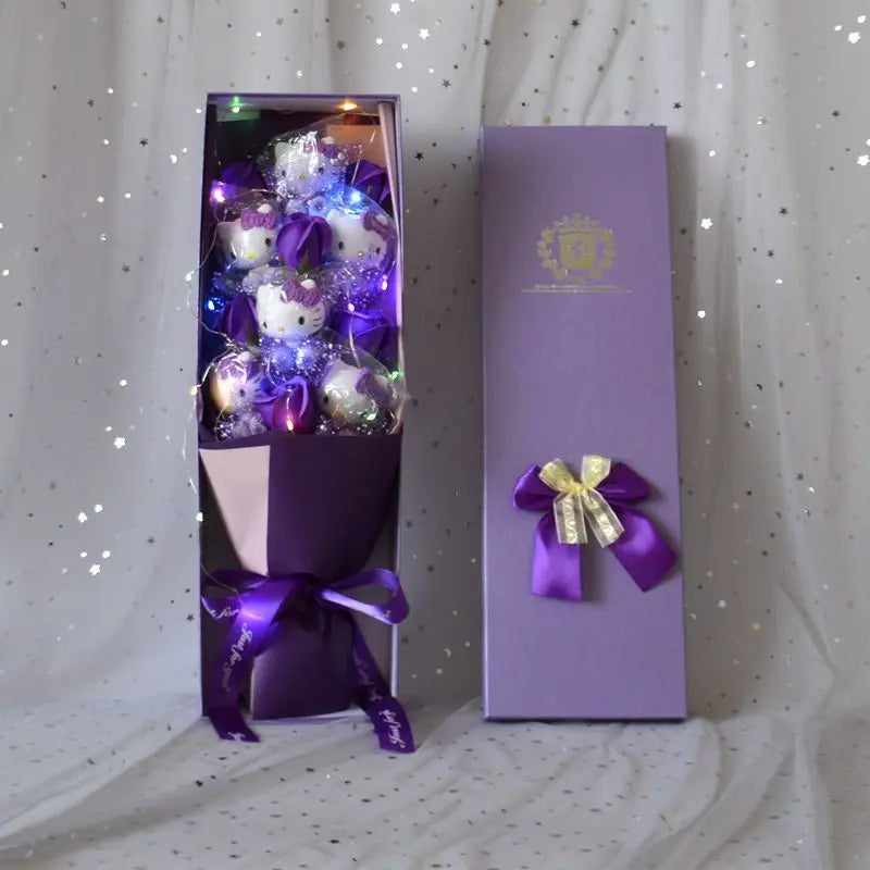 Sanrio Led Lights Plush Toy Bouquet Hello Kitty Purple Boxed Flowers - Tophatter Daily Deals