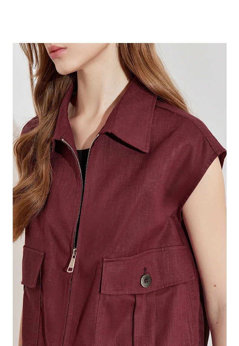 Lightweight Women's Sleeveless Jacket - Linen Cotton, Spring - Tophatter Daily Deals