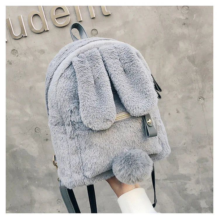 Faux Fur Mini Rabbit Ear Backpack Animals - Tophatter Daily Deals