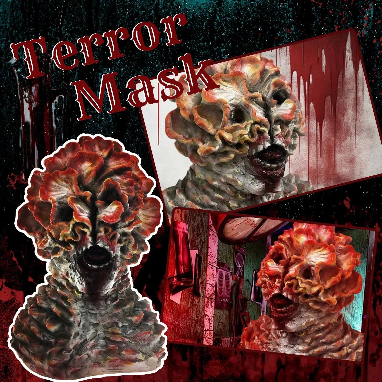 Halloween Mask Latex Clicker Cosplay Full Face Monster 2025 - Tophatter Daily Deals