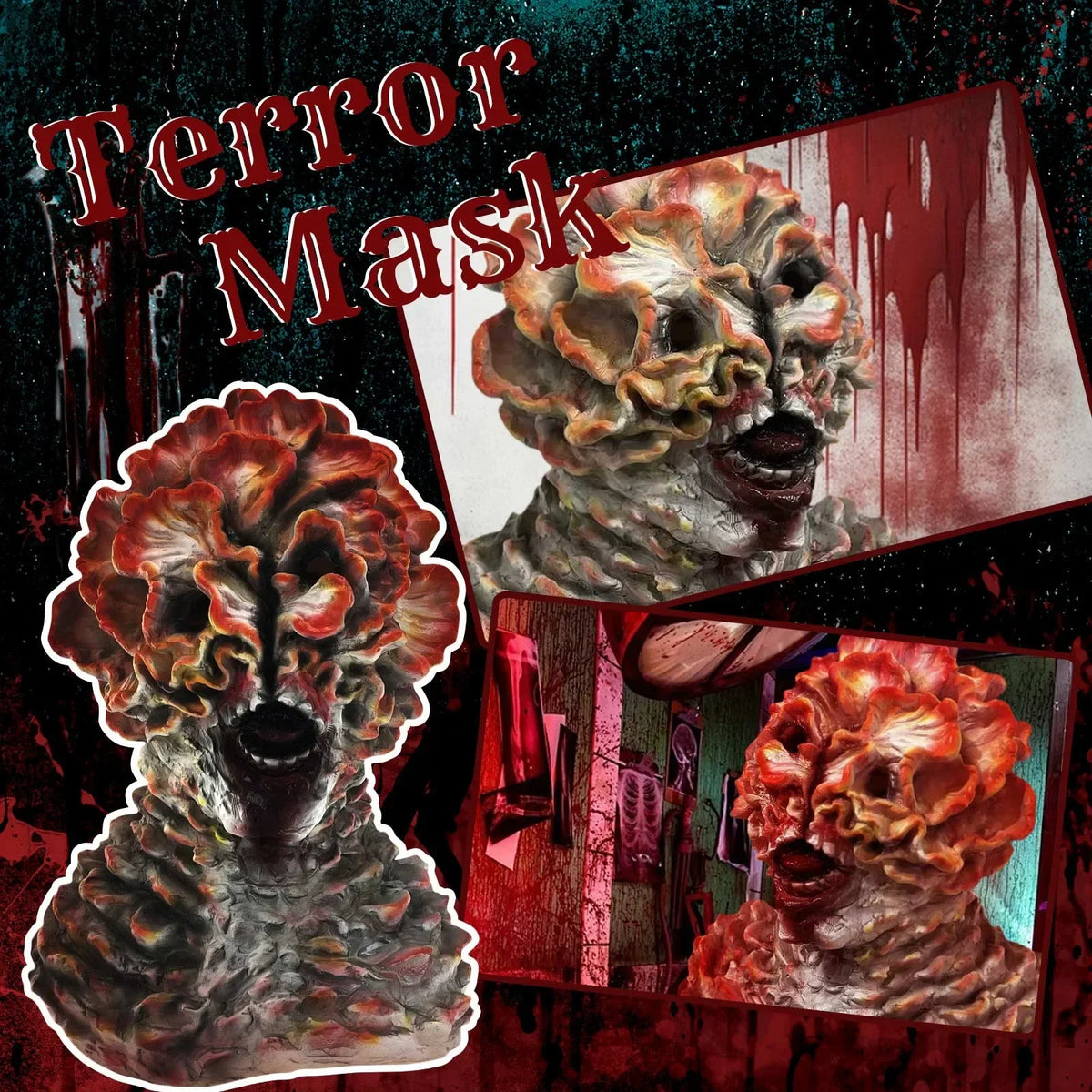 Halloween Mask Latex Clicker Cosplay Full Face Monster 2025 - Tophatter Daily Deals