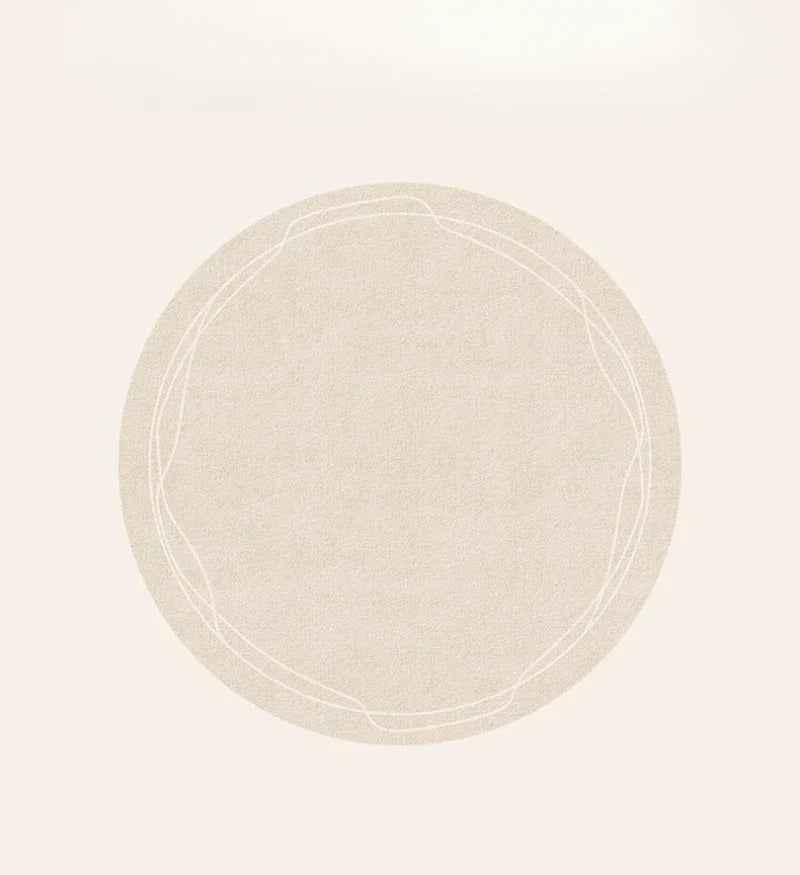 Round Rug Cream Wabi Sabi Luxury Non Slip Waterproof - Tophatter Daily Deals