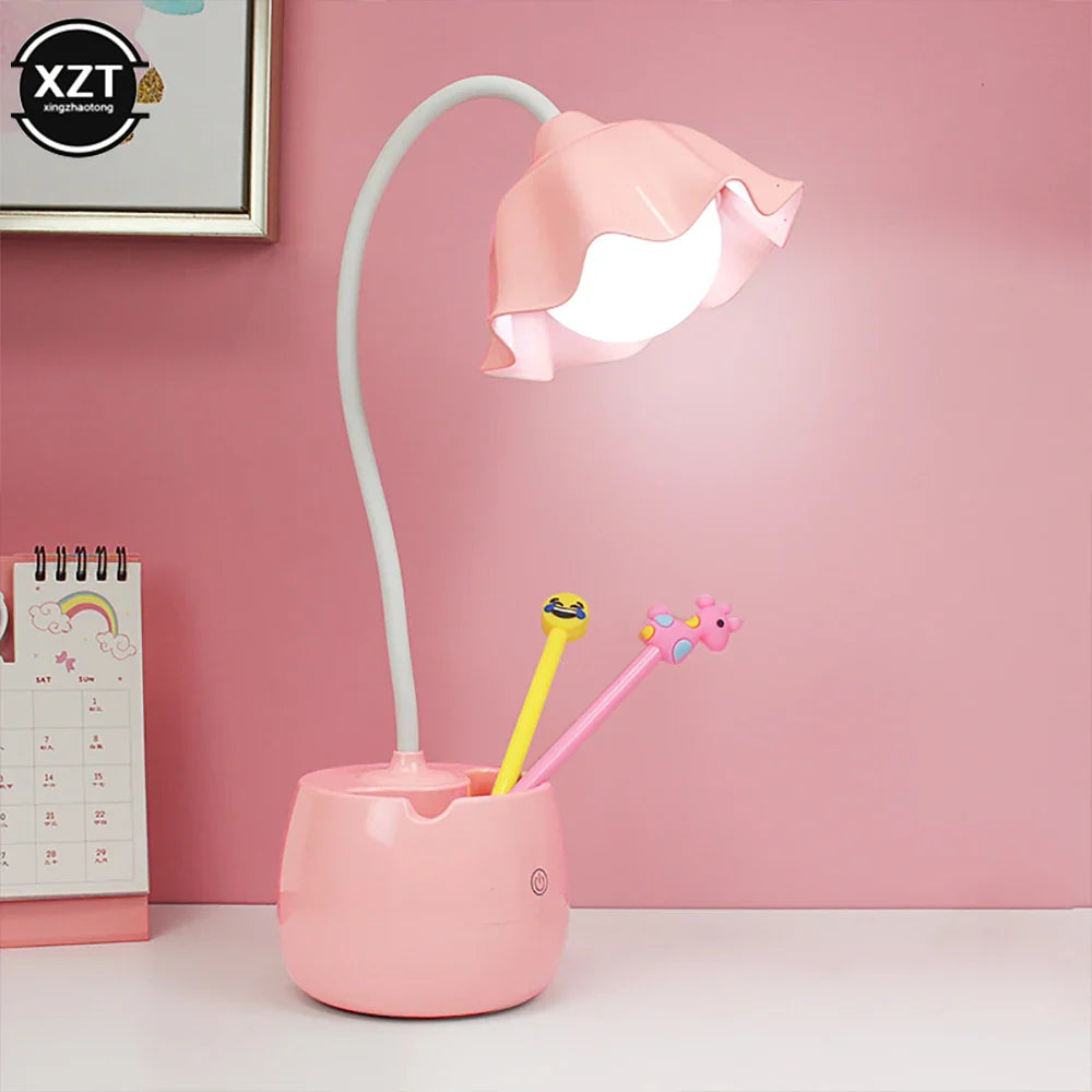 Flower LED Night Light Pen Pot Holder Lamp Pink Flowers - Tophatter Daily Deals