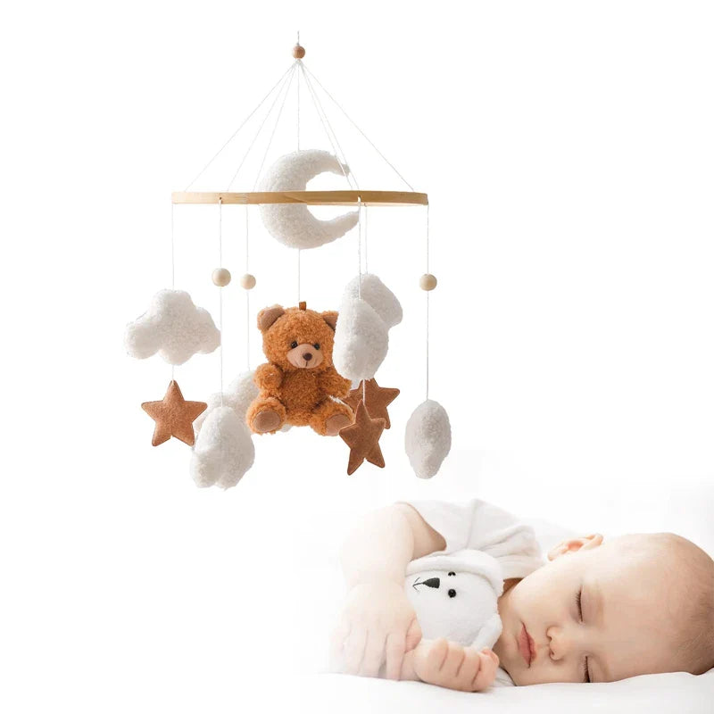 Wooden Crib Mobile Felt Bear Musical Newborn Sensory Toys - Tophatter Daily Deals