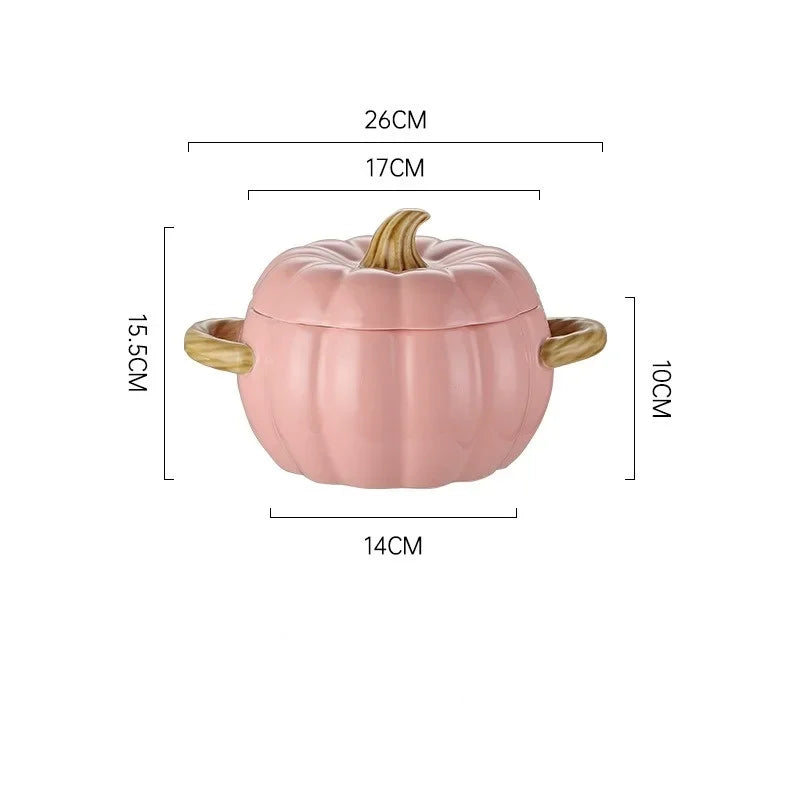 Pumpkin Soup Pot 1.4L Ceramic Bowl With Lid Halloween Pink - Tophatter Daily Deals