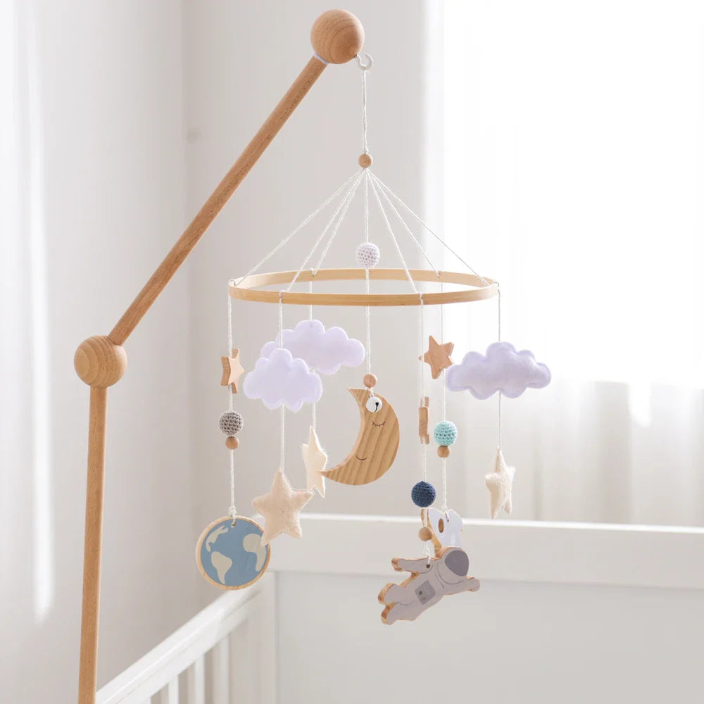 Wooden Rocket Crib Mobile Newborn Sensory Toys Soothing - Tophatter Daily Deals