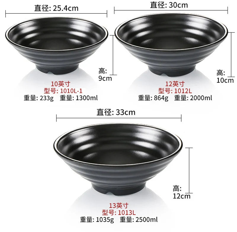 Ramen Bowl Black Plastic Japanese Style Noodle Bowl - Tophatter Daily Deals