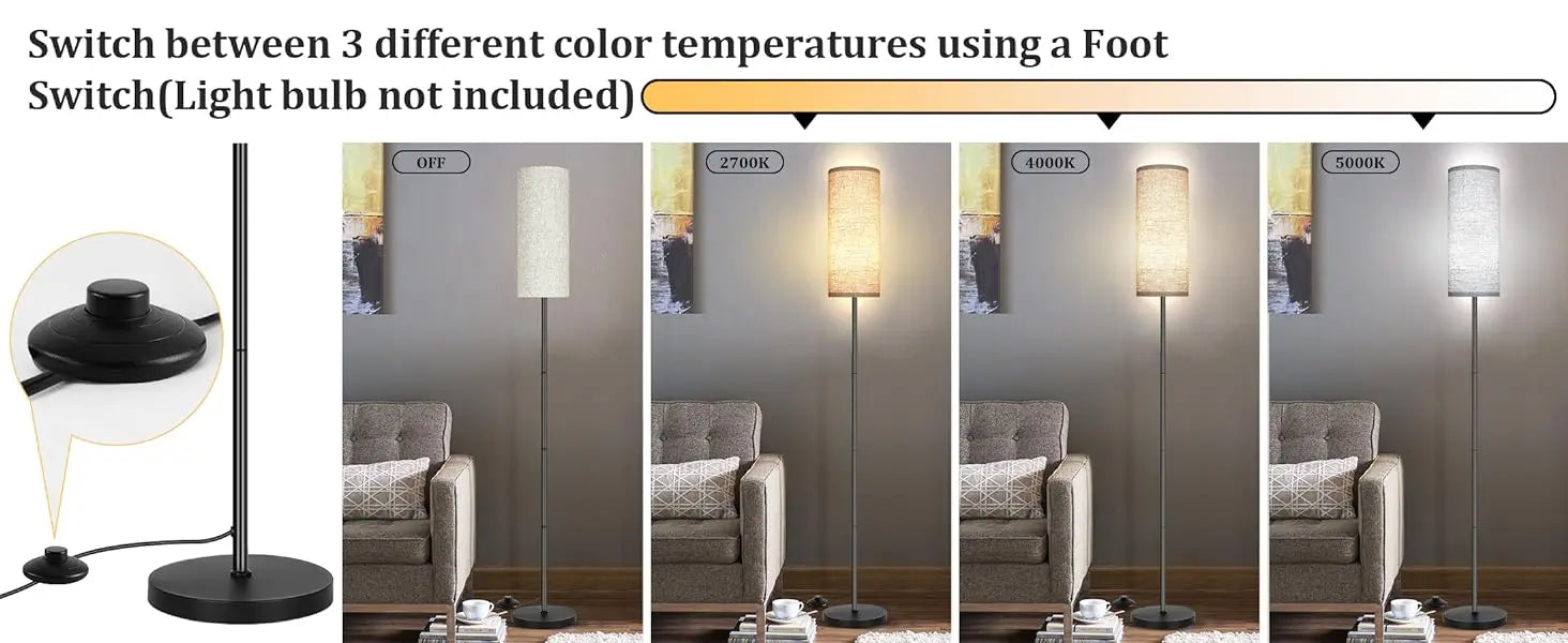 Japandi Modern Floor Lamp With Fabric Shade Stepless Dimming - Tophatter Daily Deals