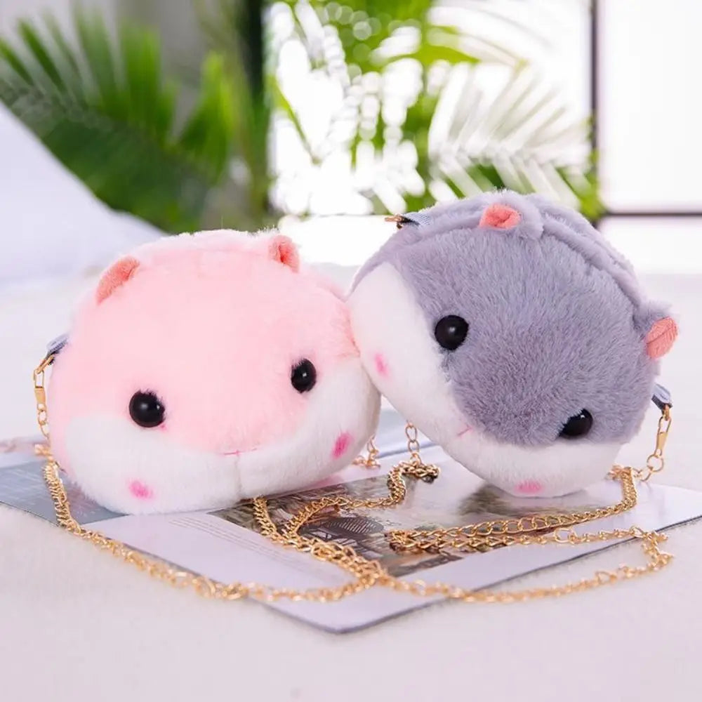 Hammy Hamster Plush Crossbody Bag with Gold Chain Handbag Animals - Tophatter Daily Deals