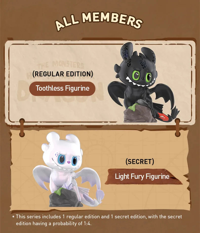 Genuine Pop Mart The Monsters Labubu - How to Train Your Dragon 200% Figurine Toothless Light Fury Mythical - Tophatter Daily Deals