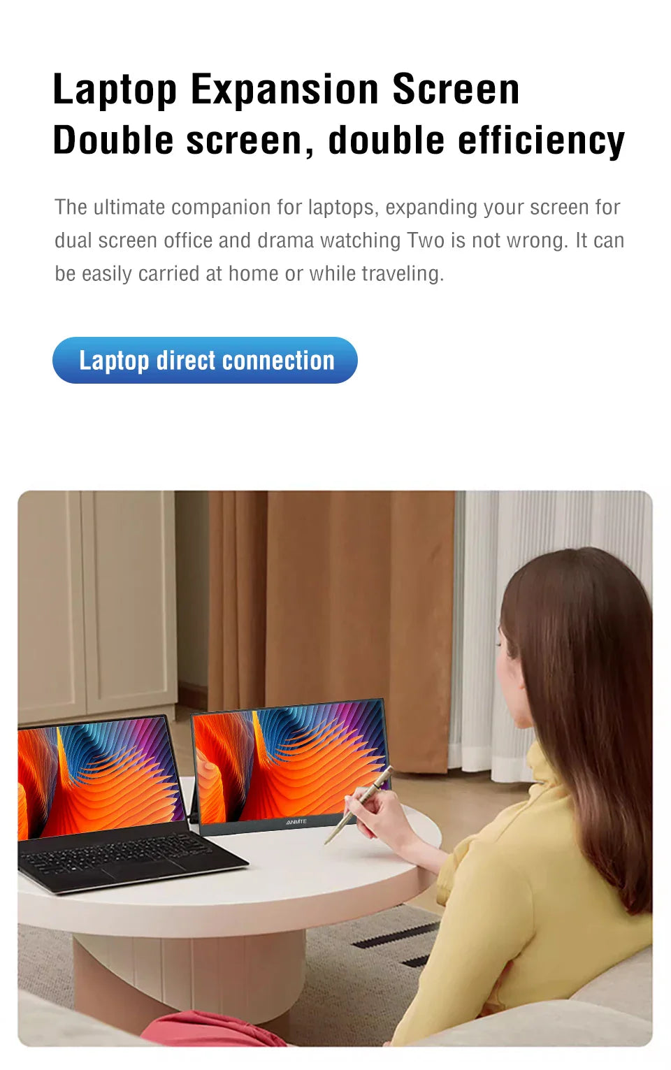 Portable Monitor 14.1 Inch Touch IPS HDR10 Second Screen - Tophatter Daily Deals