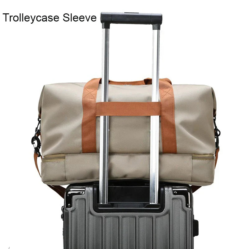 Nylon Travel Gym Duffel Bag Khaki Duffel Bags - Tophatter Daily Deals