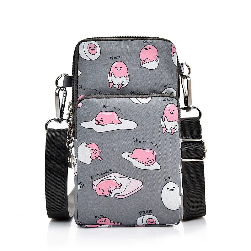 Sanrio New Gudetama Mobile Messenger Bag Lazy Egg Mini Small Bag Coin Purse Grey x Pink Food - Tophatter Daily Deals