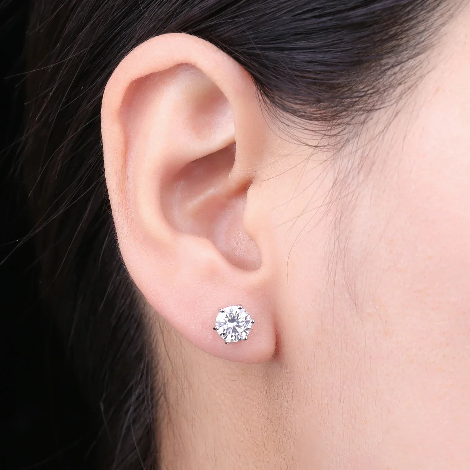 Earrings Stud Round 5A Zirconia Silver for Women (Silver) Apparel & Accessories > Jewelry > Earrings - Tophatter Daily Deals