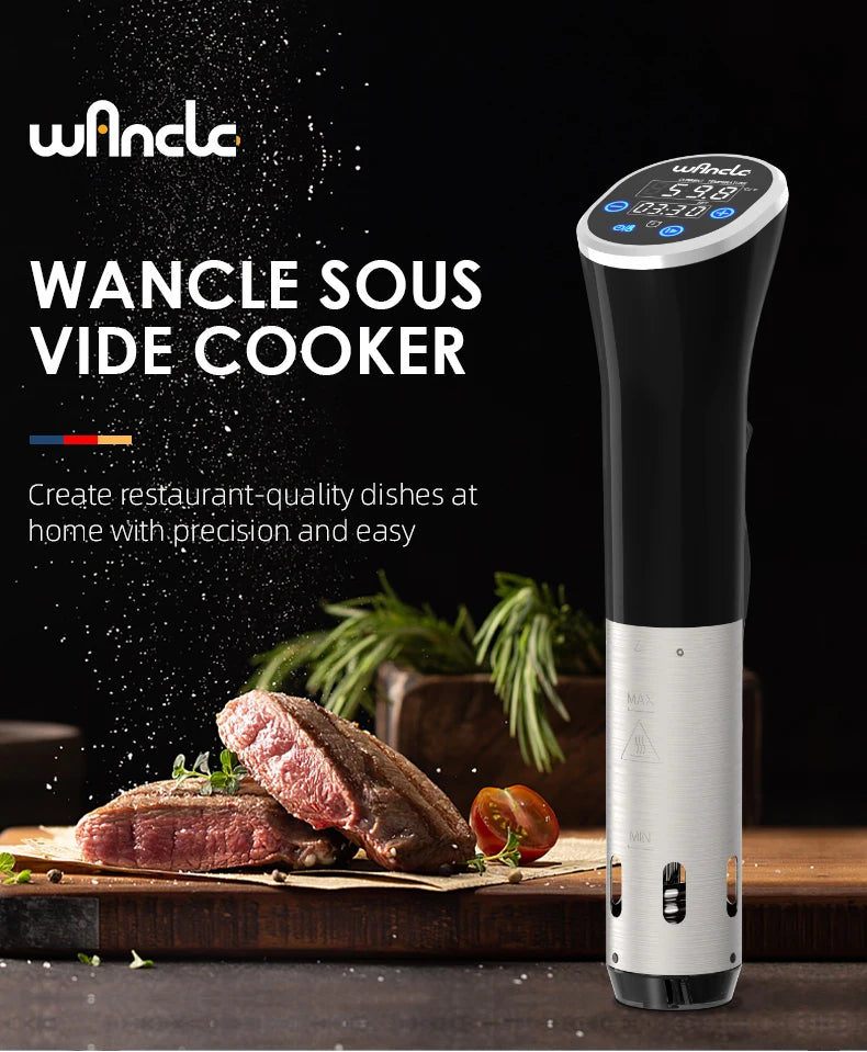 Wancle 1100W Sous Vide Cooker LCD Touch Immersion Circulator Accurate Cooking IPX7 Waterproof Vacuum Cooker with Digital Display - Tophatter Daily Deals