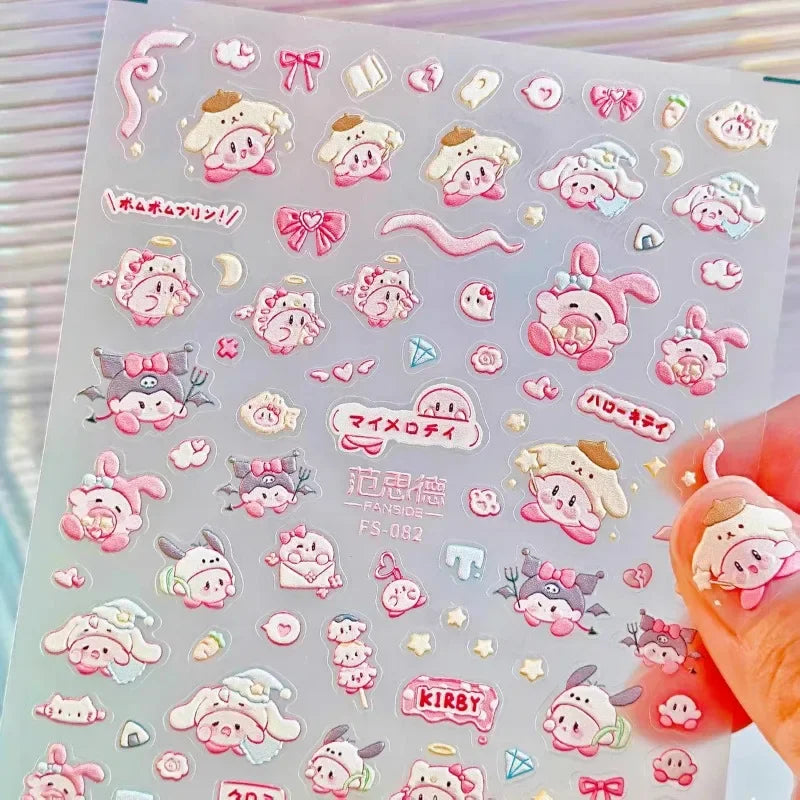 Kirby Waterproof Embossed Decorative Stickers Anime - Tophatter Daily Deals