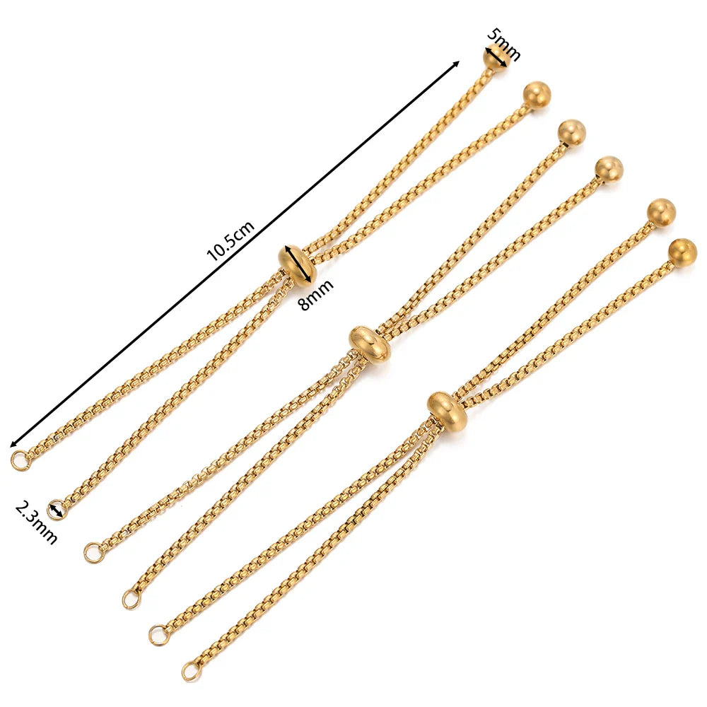Stainless Steel Bracelet Extenders Adjustable Slider 3Pc Gold 03 3pcs - Tophatter Daily Deals