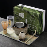 Matcha Tea Set Handmade Pottery Bowl Bamboo Whisk Kit 7pcs white gift box - Tophatter Daily Deals