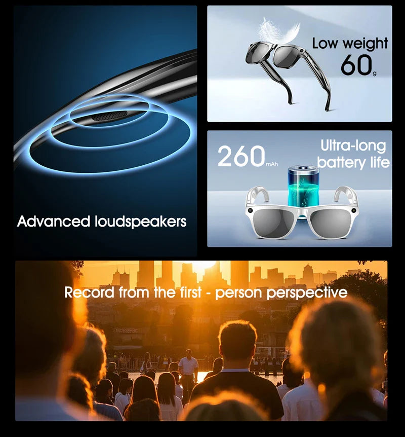4K AI Smart Camera Glasses Photochromic Travel Handsfree - Tophatter Daily Deals