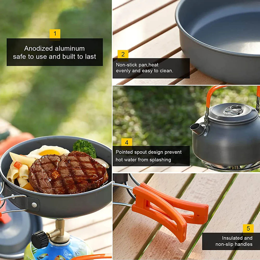 Outdoor Camping Cookware Set Orange Camp Cooking - Tophatter Daily Deals
