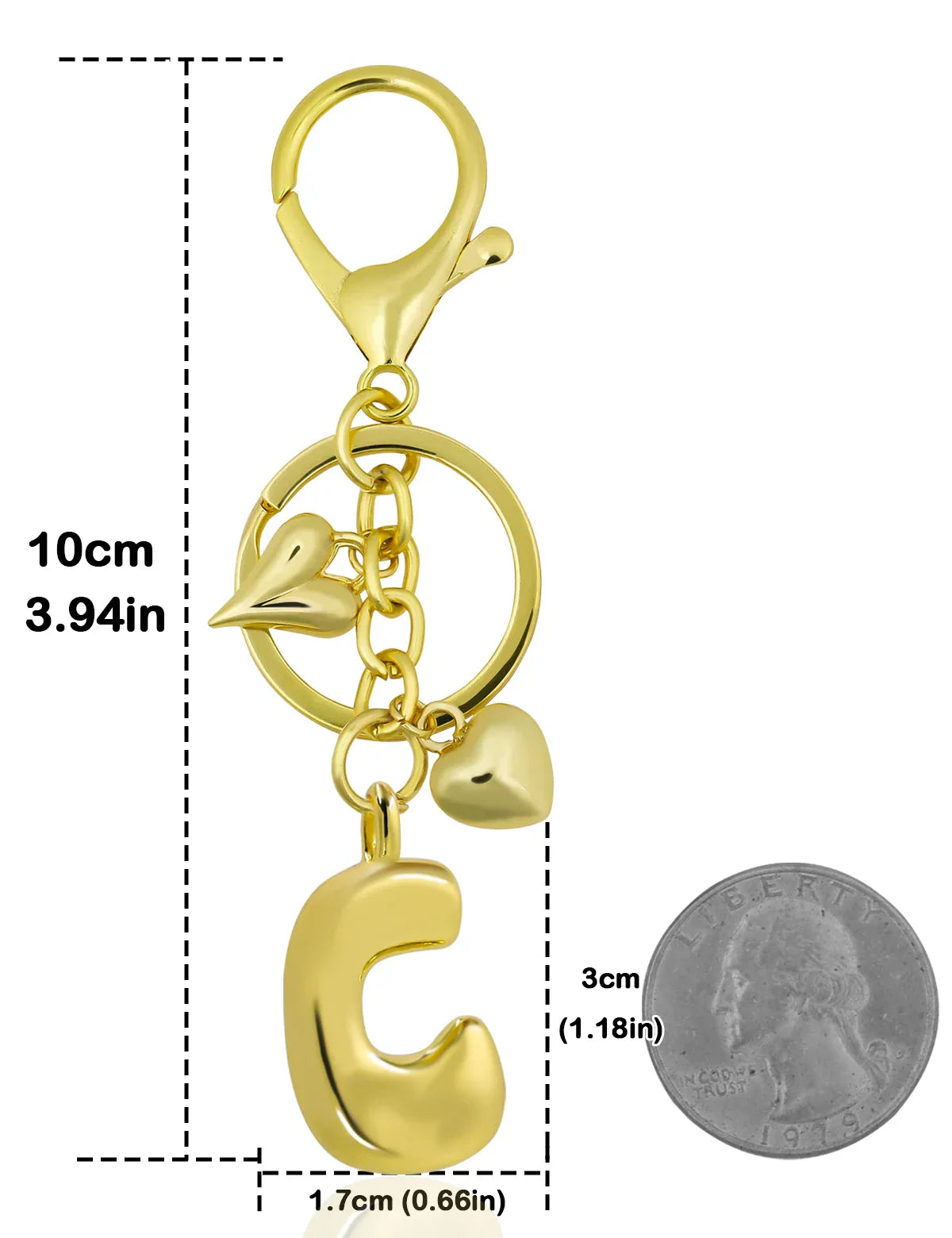 Personalized Keychain Gold Bubble Letter Bag Charm Gift C - Tophatter Daily Deals