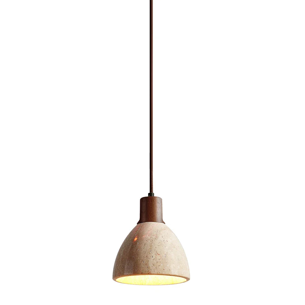 Japandi Japanese Pendant Light Wood And Travertine Bedside Lamp GB - Tophatter Daily Deals
