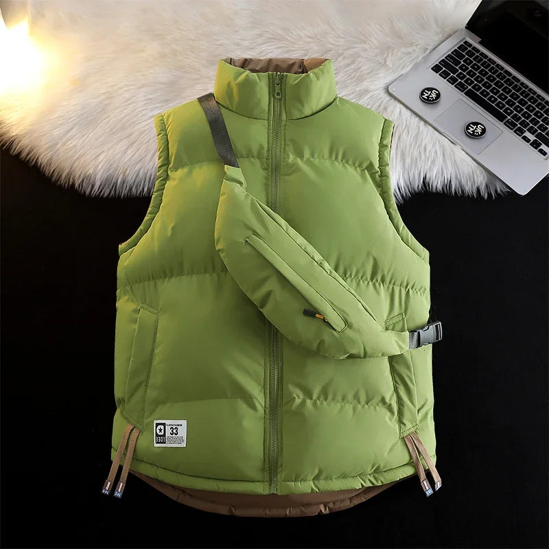 Warm Relaxed Men Puffer Vest - Stand Collar Quilted Autumn - Tophatter Daily Deals