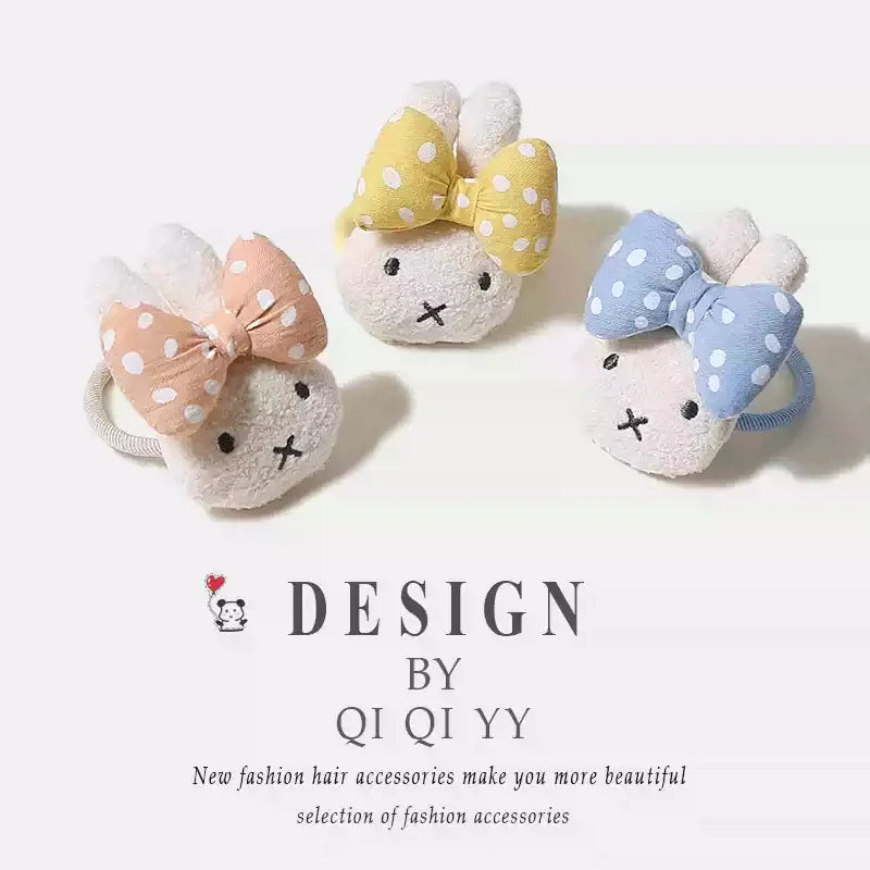 Miffy Polka Dot Ribbon Plush Hair Tie Set of 3 Animals - Tophatter Daily Deals