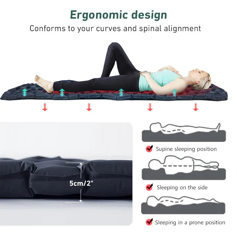 Camping Inflatable Air Mattress with Built-In Pump Blue Camping & Hiking - Tophatter Daily Deals