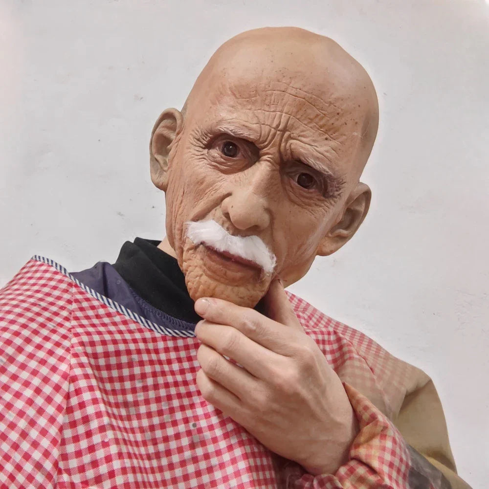 Old Man Mask Realistic Latex Full Head Halloween 2025 - Tophatter Daily Deals