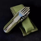 7-in-1 Folding Camping Cutlery Set with Storage Bag Green Camp Cooking - Tophatter Daily Deals
