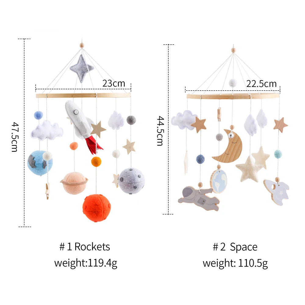 Wooden Rocket Crib Mobile Newborn Sensory Toys Soothing - Tophatter Daily Deals