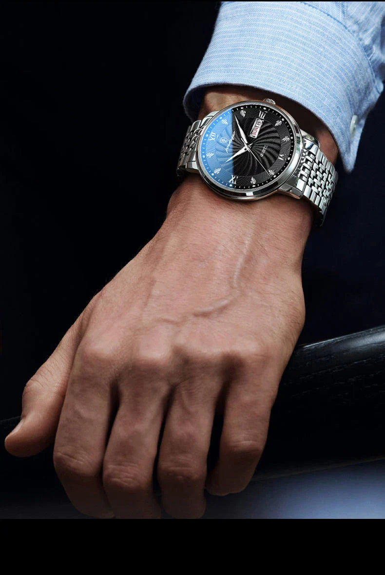 Quartz Wristwatch Stainless Steel Luminous Date Week - Tophatter Daily Deals