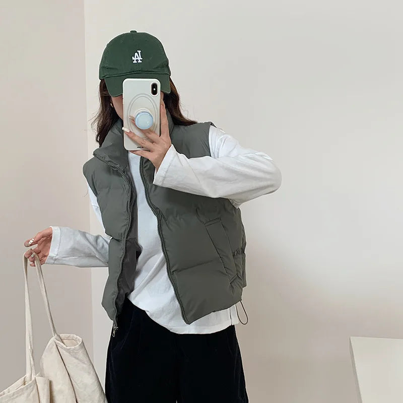 Lightweight Women's Down Vest - Cropped Boxy, Duck Fill - Tophatter Daily Deals