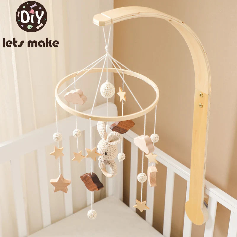 Wooden Rabbit Crib Mobile Newborn Sensory Toys Soft - Tophatter Daily Deals