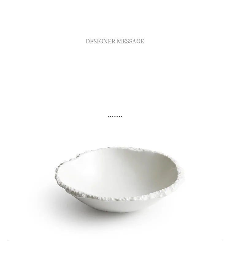 White Porcelain Rock Edge Soup Bowl Modern Tableware - Tophatter Daily Deals