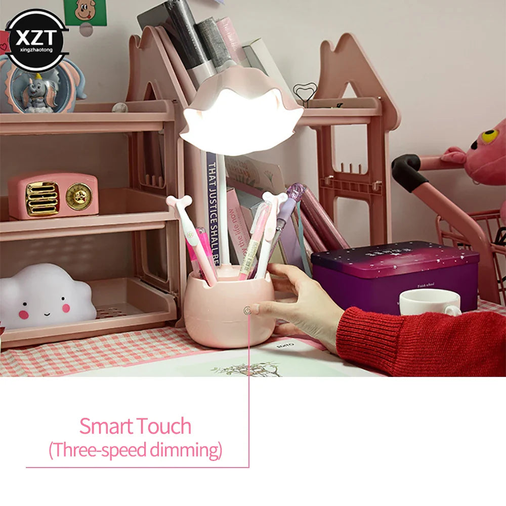 Flower LED Night Light Pen Pot Holder Lamp Pink Flowers - Tophatter Daily Deals