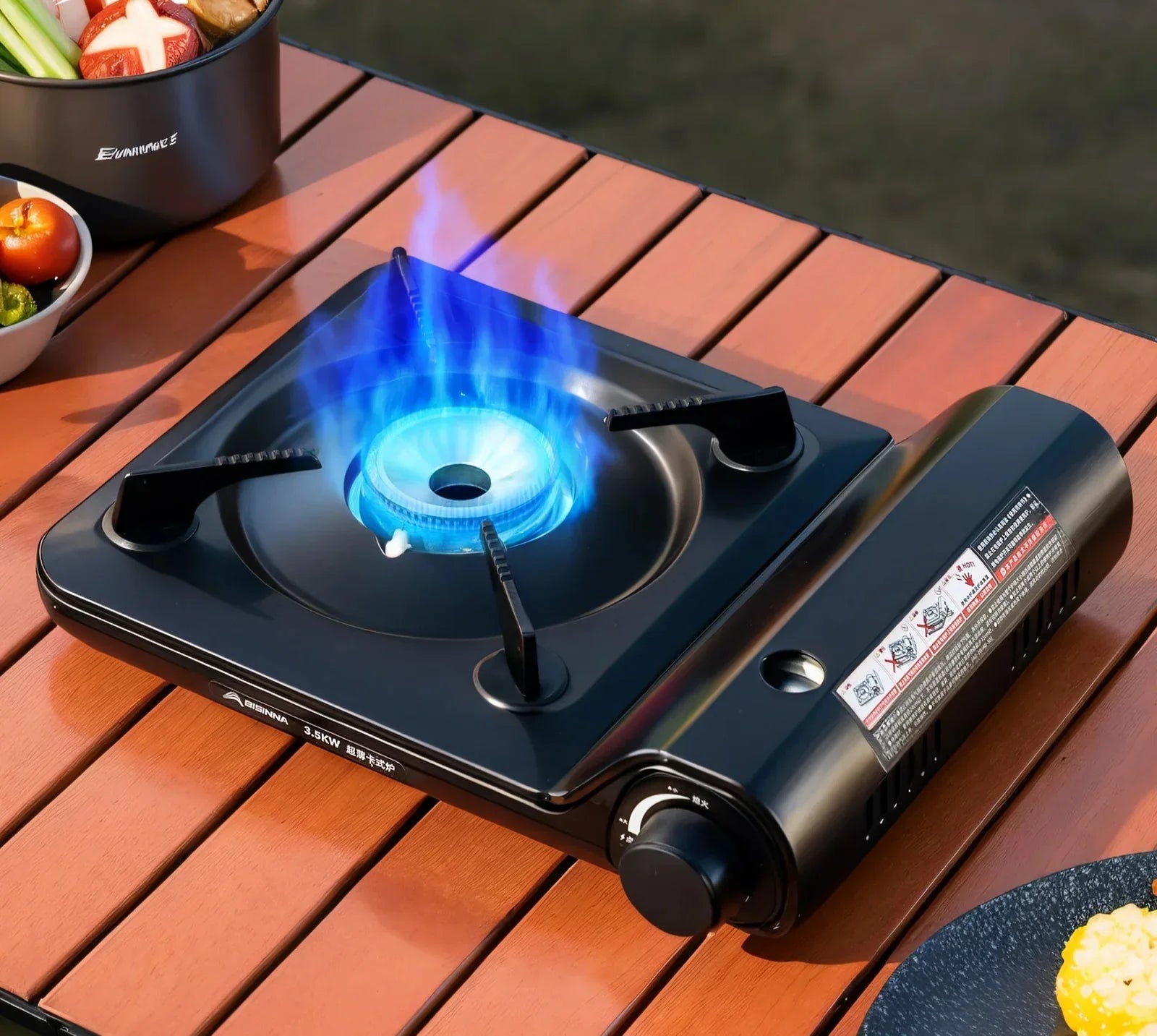 3500W Portable Butane Gas Stove Black Camp Cooking - Tophatter Daily Deals