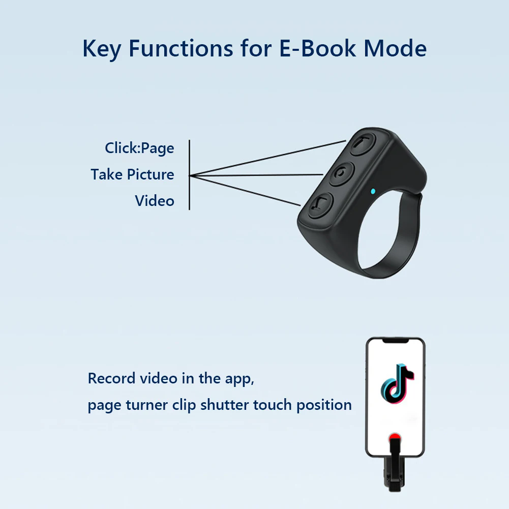 Bluetooth Page Turner & TikTok Scrolling Ring – Hands-Free Remote for Kindle, iPhone, Android – E-Reader Accessory, Selfie Shutter, Volume & Video Control Computer Accessories - Tophatter Daily Deals