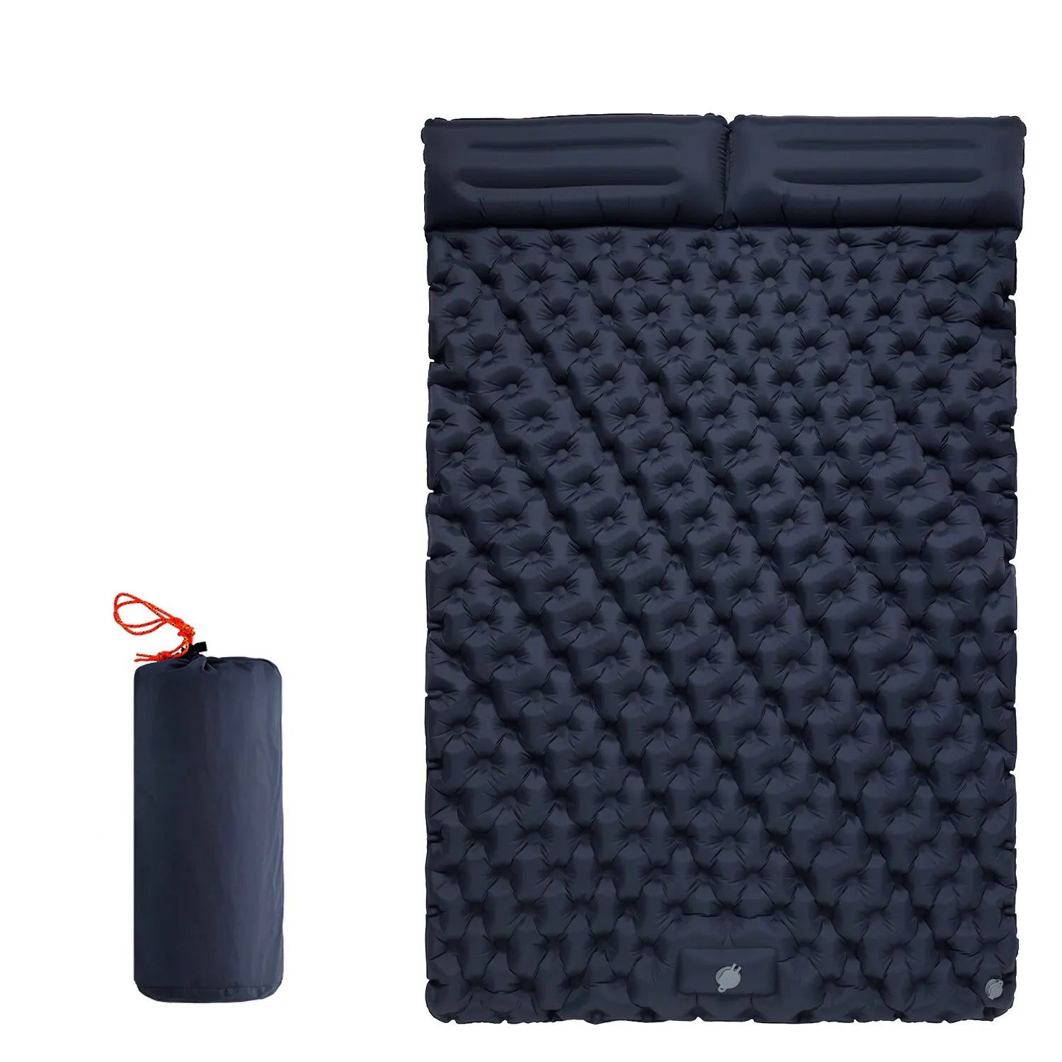 Inflatable Sleeping Pad Air Mattress with Built-in Pillow Pump Navy Blue Camping & Hiking - Tophatter Daily Deals