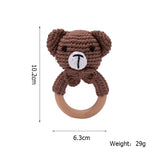 Wooden Crochet Animal Teether Rattle Newborn Sensory Toys 1PC Bear - Tophatter Daily Deals