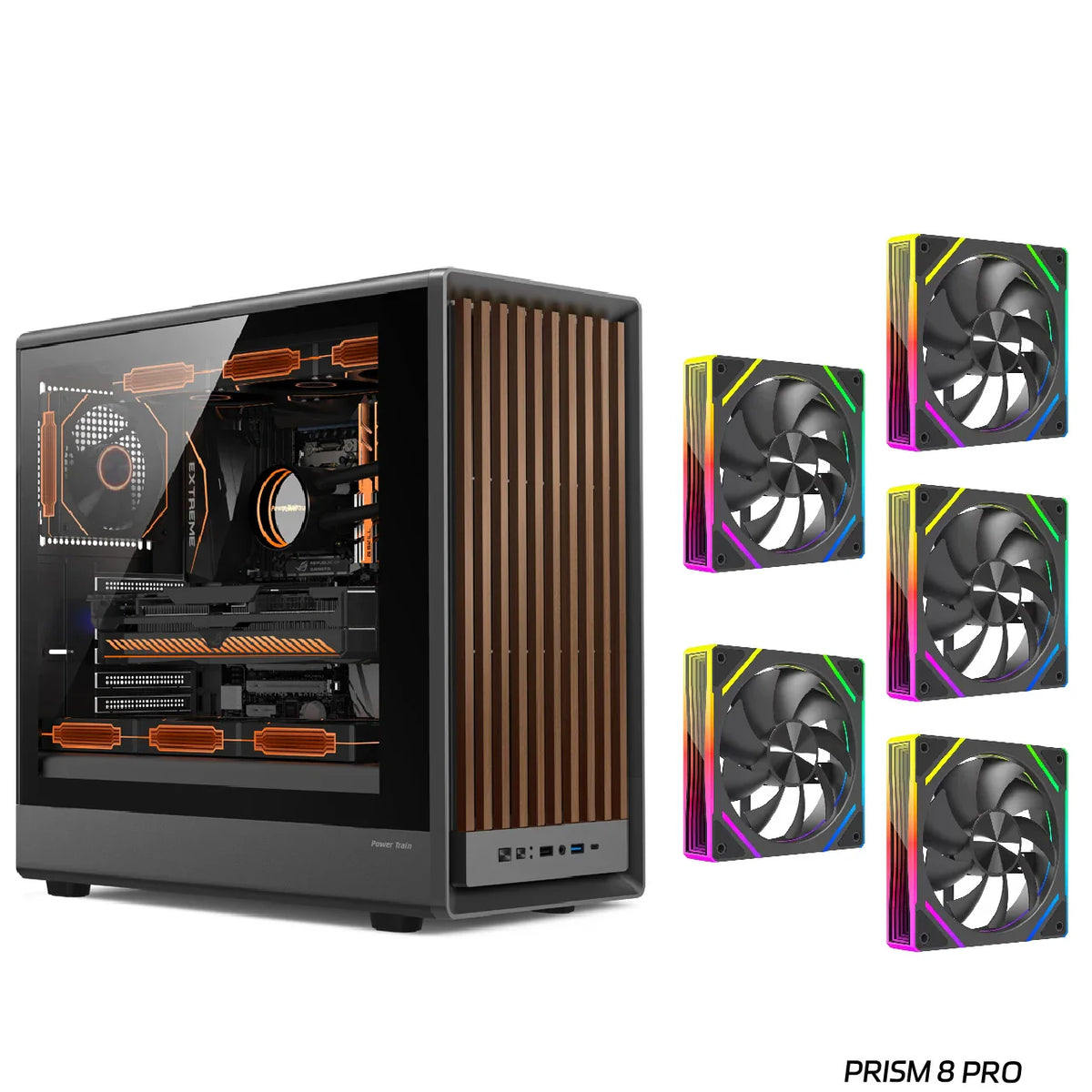 MATX PC Case Wooden Panel Tempered Glass Type C Port G1 5 Black Reverse - Tophatter Daily Deals