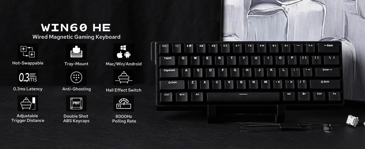 60 Percent Magnetic Mechanical Keyboard Hot Swap 8000Hz - Tophatter Daily Deals