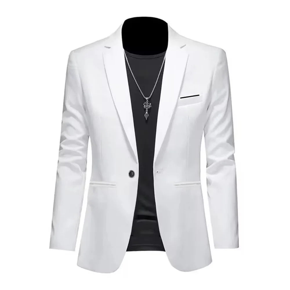 Mens Slim Fit Casual Suit Jacket Single Button (White) Apparel & Accessories > Clothing > Outerwear > Coats & Jackets > Sport Jackets - Tophatter Daily Deals