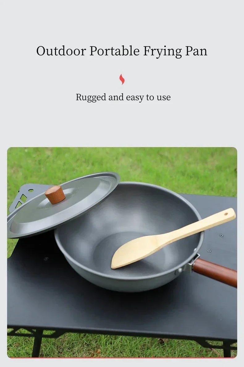 Camping Frying Pan Folding Handle Dark Grey Camp Cooking - Tophatter Daily Deals