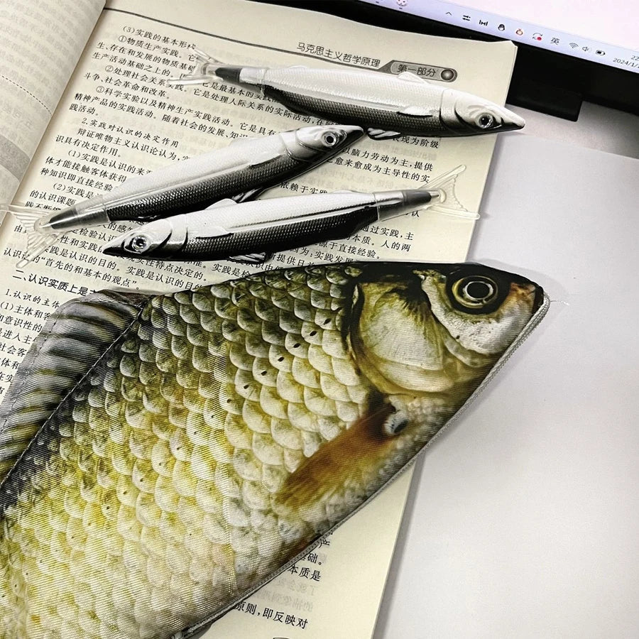 Creative Simulated Salted Fish Pencil Case Large Capacity Pencils Pouch Cute Pencil Bag Funny Back to School Acsesories Gift - Tophatter Daily Deals