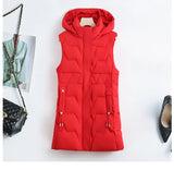 Lightweight Cozy Women Long Puffer Vest - Hooded Down - Tophatter Daily Deals